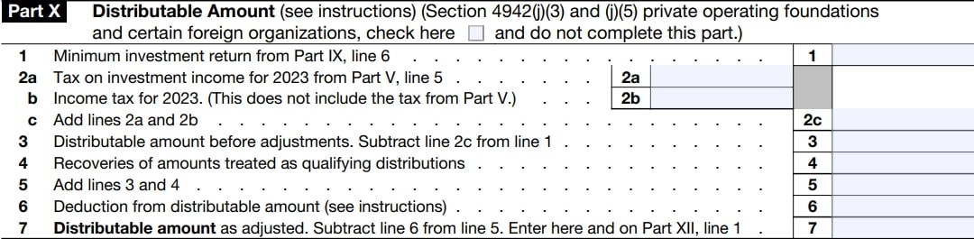 Part X - Distributable Amount