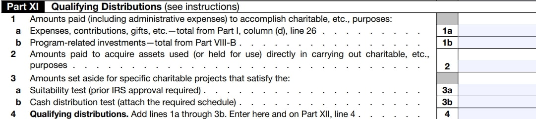 Part XI - Qualifying Distributions