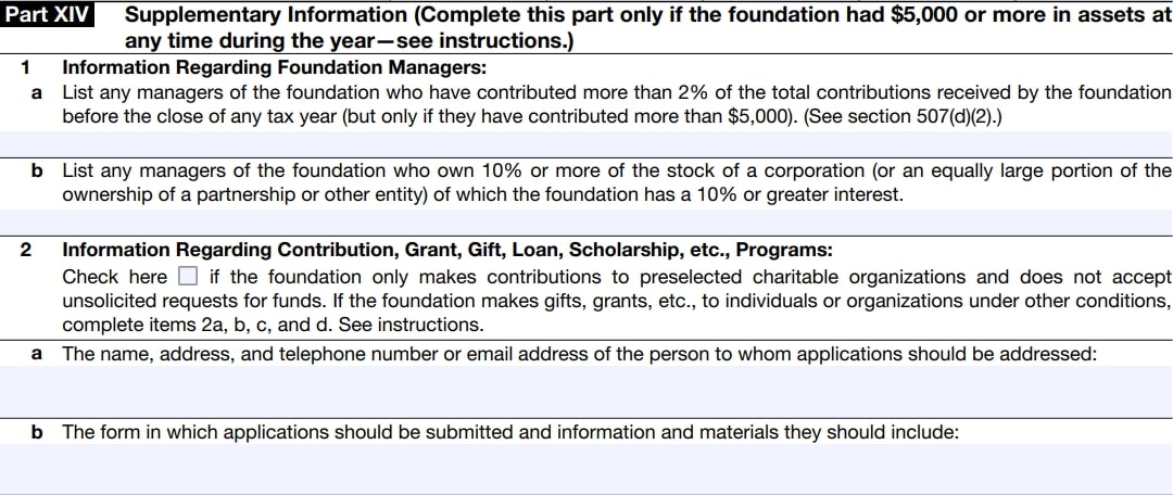 Part XIV - Supplementary Information