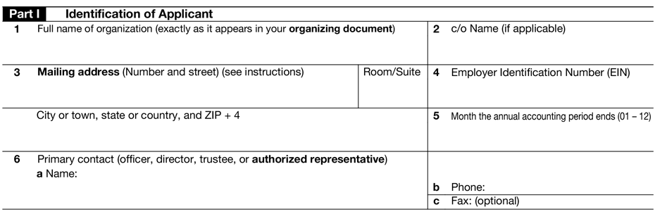 Part I- Identification of the Applicant